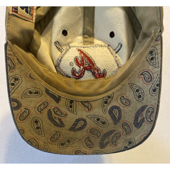 STARTER Vtg 90's MLB Atlanta Braves Paisley Under Brim Letterman A Snapback Hat - Picture 6 of 10